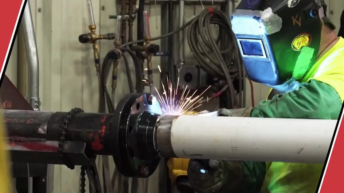 welder joins a white pipe to an existing commercial line for commercial plumbing in maricopa, az in Maricopa