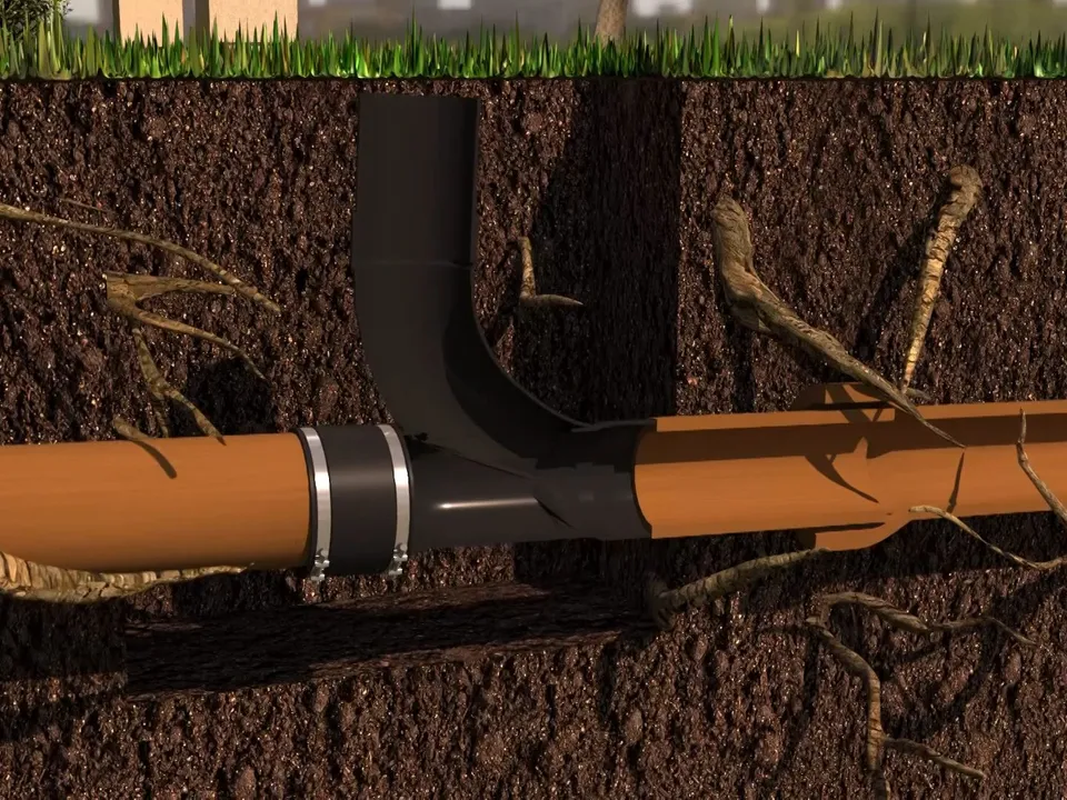 underground pipe illustration shows a lined section joined to an existing drain during a plumbing service call in Maricopa, AZ